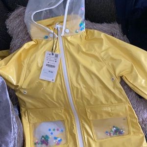 Yellow Zara rain coat